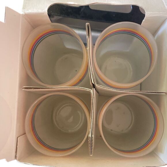 Vintage Wheaton Fine Satin Glasses Rainbow Stripe Pride 16 oz Cooler NOS - Picture 3 of 5